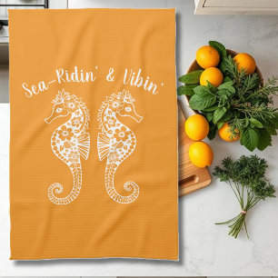 Linge De Cuisine Sea Horses-Hawaiian-Fisherman Core-Orange