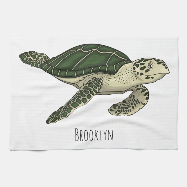 Linge De Cuisine Sea turtle cartoon (Horizontal)