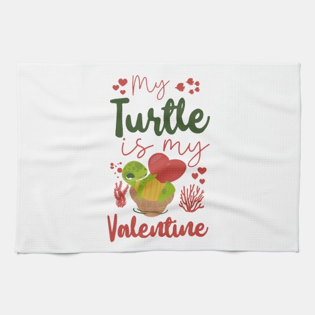 Linge De Cuisine Sea Turtle Tortoise Valentines Day    (Horizontal)