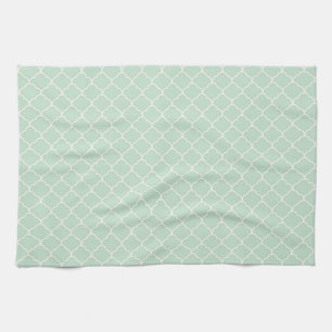 Linge De Cuisine Seafoam Green Marocain Quatrefoil Motif