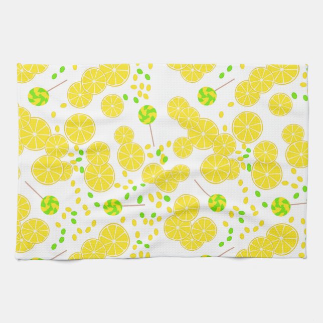 Linge De Cuisine Seamless bright lemon slices candy lollipops (Horizontal)