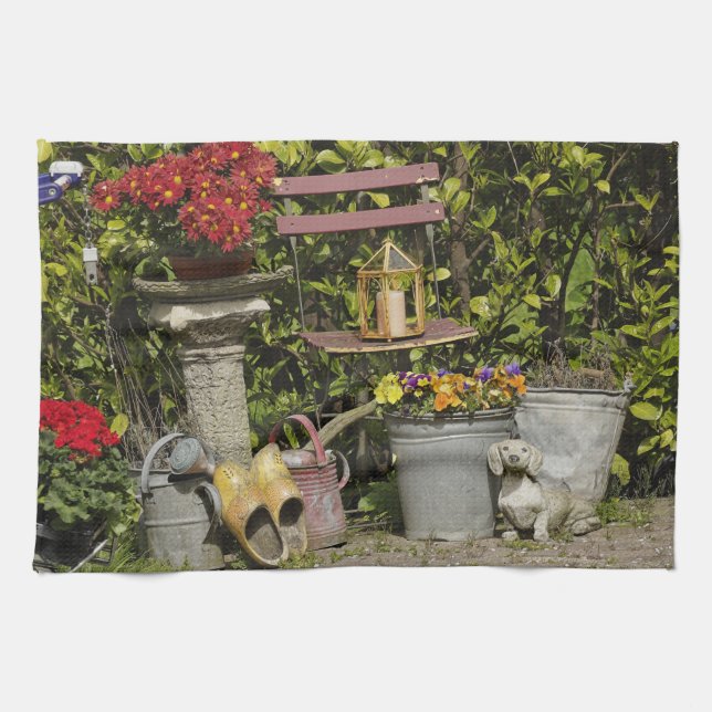 Linge De Cuisine Seaux, chaussures et fleurs, Zaanse Schans, (Horizontal)