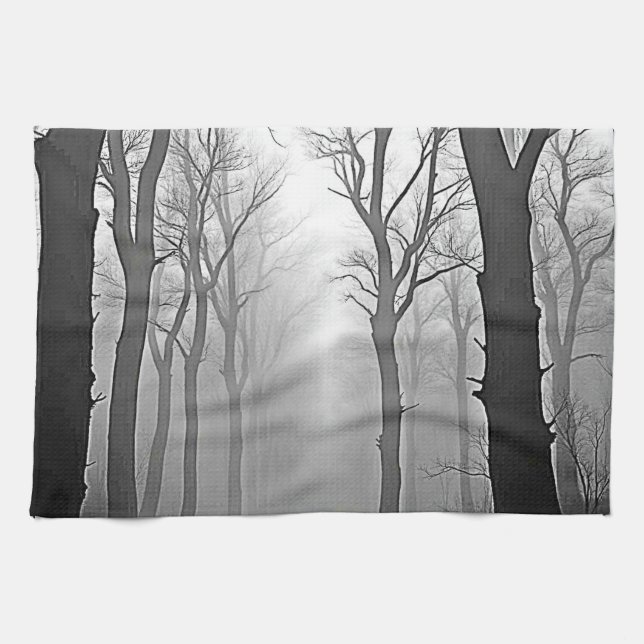 Linge De Cuisine Sentier mystérieux de la forêt brumeuse (Horizontal)
