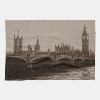 Linge De Cuisine Sepia Big Ben Tower Palace de Westminster