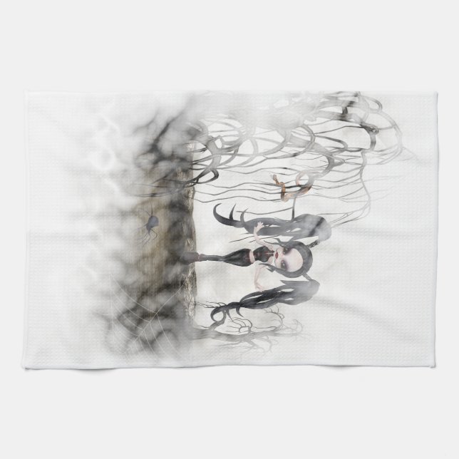 Linge De Cuisine Sepia Goth Girl Vignette (Horizontal)