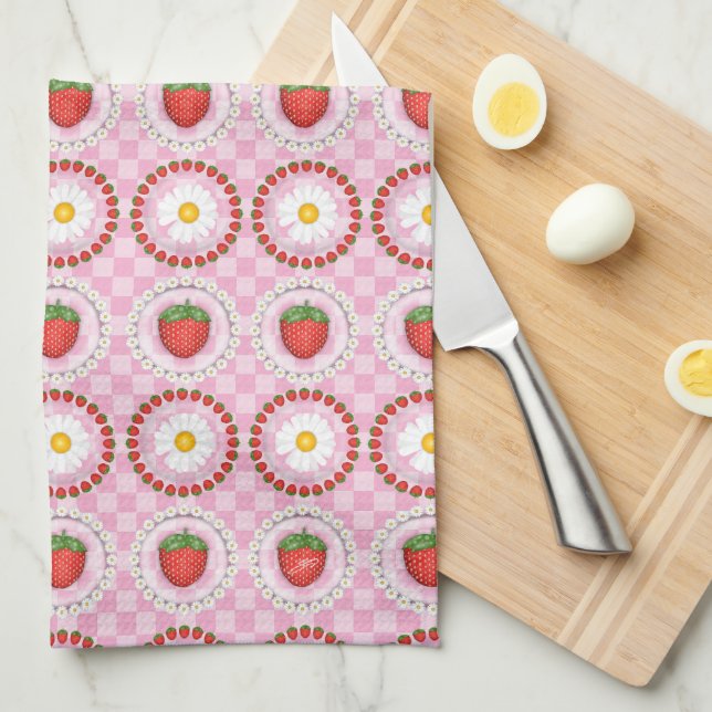 Linge De Cuisine Sérénade aux fraises  (Quart Plié)