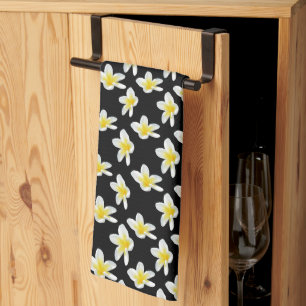Linge De Cuisine Sérénade printanière : frangipaniers jaunes sur fo