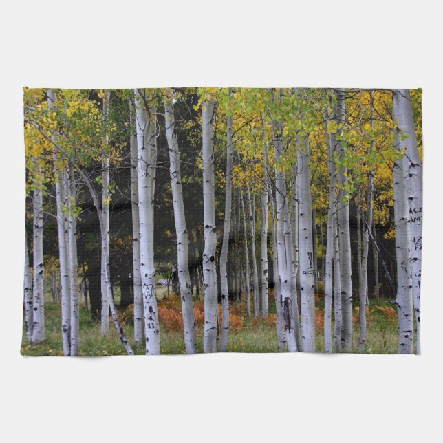 Linge De Cuisine Sérénité dans Gold et Green Aspen (Horizontal)