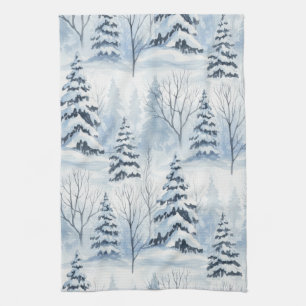 Linge De Cuisine Sérénité de la forêt hivernale – Bois enneigé