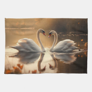 Linge De Cuisine Serenity Twilight - Swans in Love