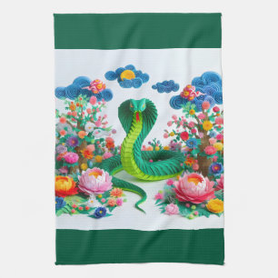 Linge De Cuisine Serpent vert du Nouvel An chinois 2025 KT4