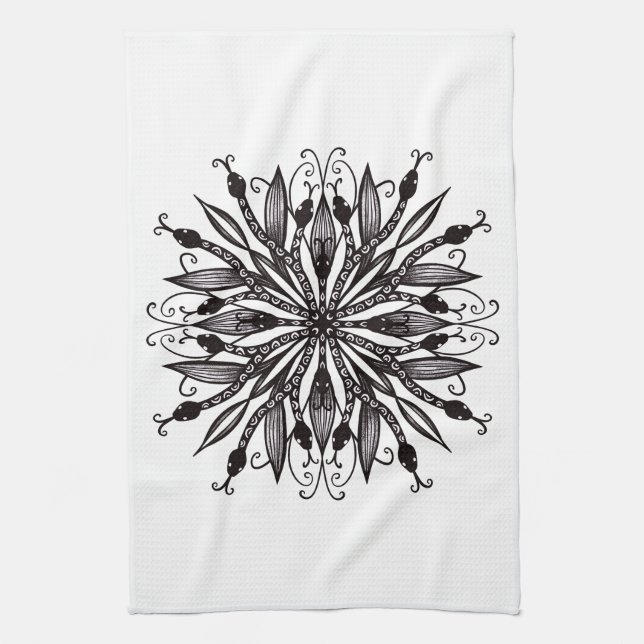 Linge De Cuisine Serpents cool Noir Et Blanc Botanique Gothique (Vertical)