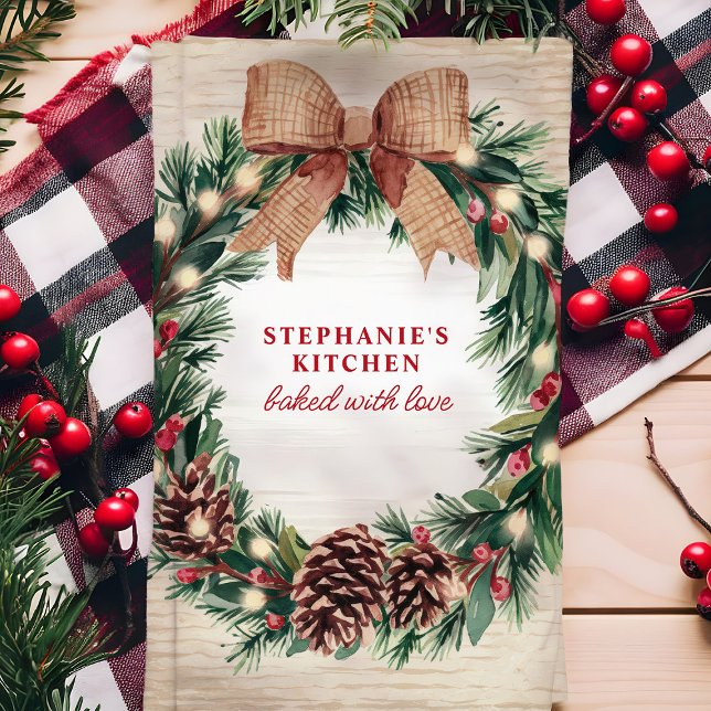 Linge De Cuisine Serre de Noël Rustique Pinecone Personnalisée (Créateur téléchargé)