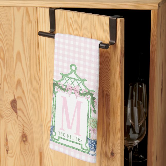 Linge De Cuisine Serre preppée avec En vichy rose (Pliage en tiers)