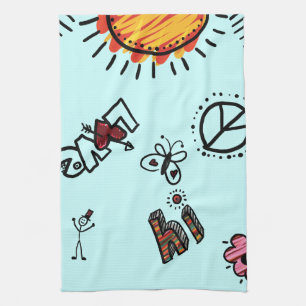 Linge De Cuisine Serviette, Art doodle d'été