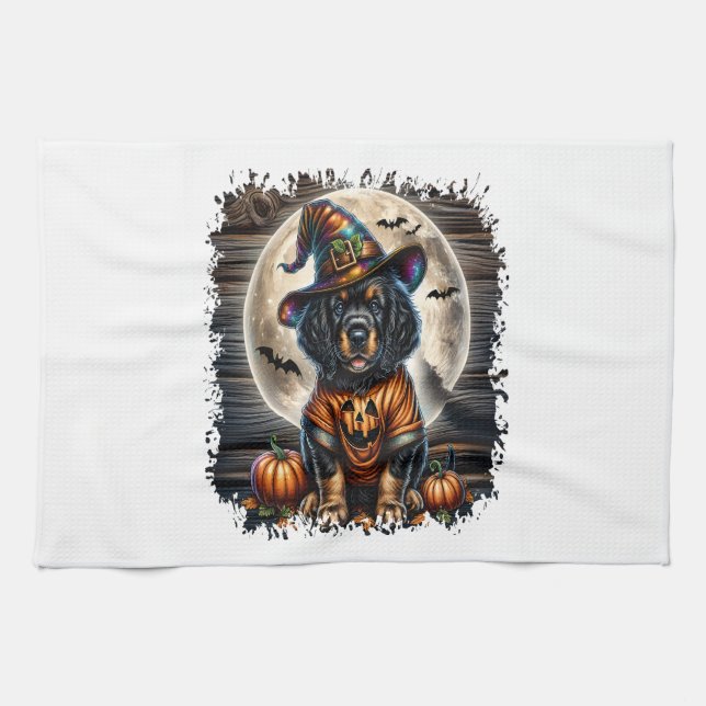 Linge De Cuisine Setter Dog Halloween Carré (Horizontal)