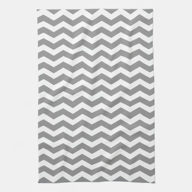 Linge De Cuisine Seychelles Grey Wave Chevron (Vertical)
