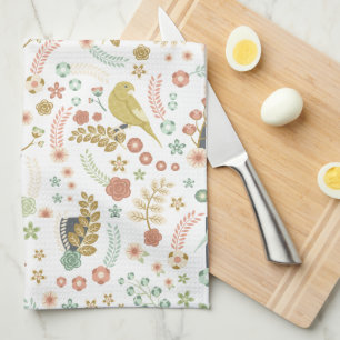 Linge De Cuisine Shabby Birds & Branches Blanc