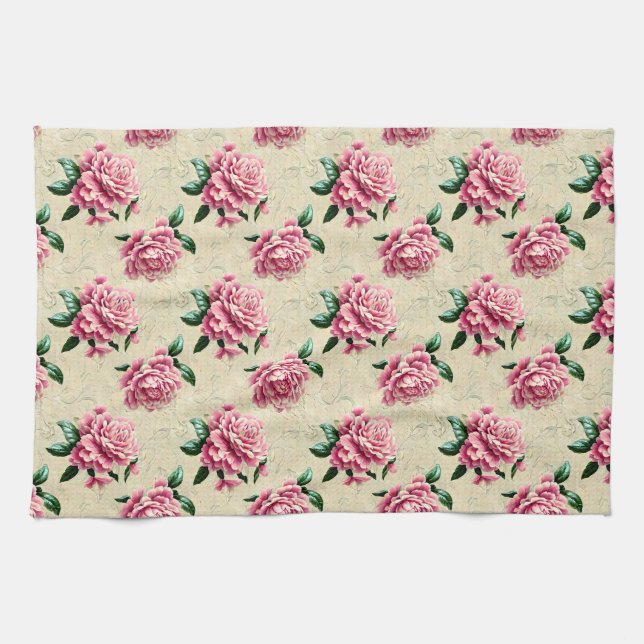 Linge De Cuisine Shabby Chic Gardenias Rose (Horizontal)
