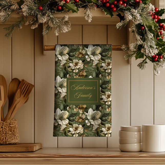 Linge De Cuisine Shabby Chic Personalized Sage Green Towel Accent (Shabby Chic Personalized Sage Green Towel Accent)