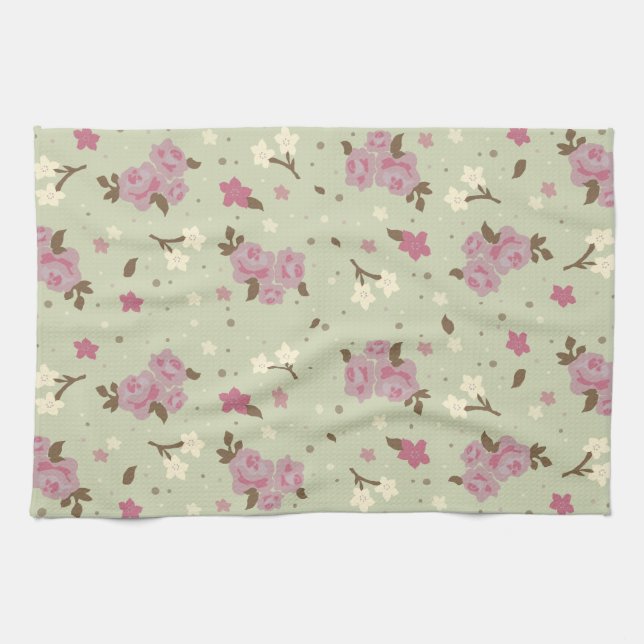 Linge De Cuisine Shabby Chic rose Roses Motif (Horizontal)