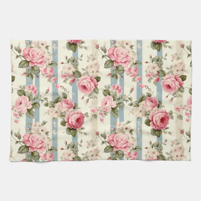 Linge De Cuisine Shabby Chic Roses Vintages (Horizontal)