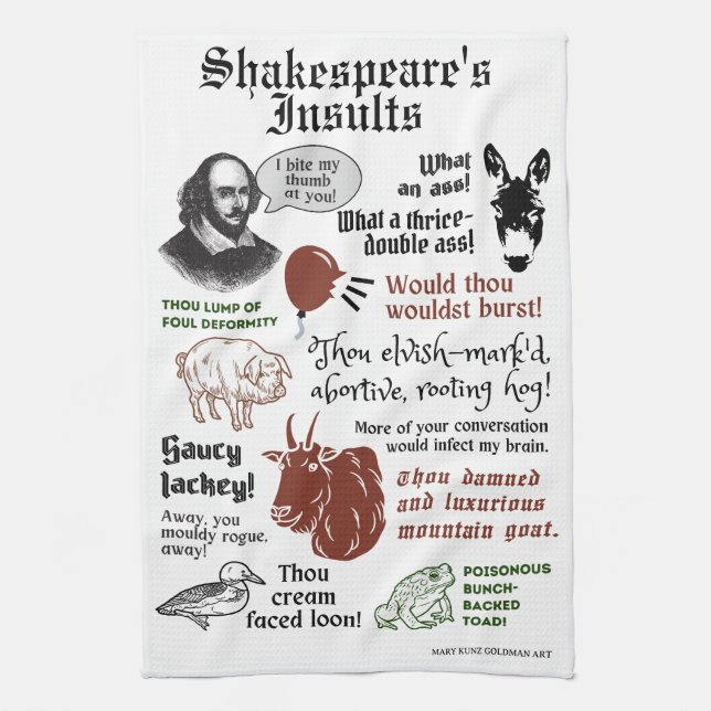 Linge De Cuisine Shakespeare Insulte Funny Bookish Theatre Ventilat (Vertical)