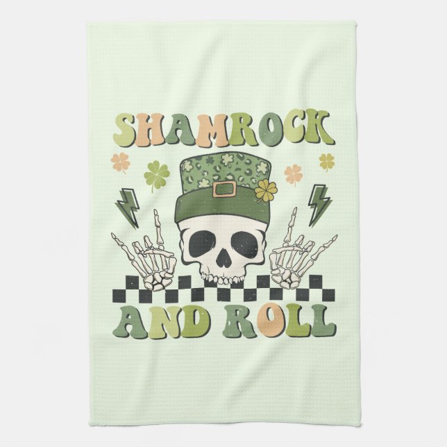 Linge De Cuisine Shamrock et rouleau - Clover de squelette (Vertical)