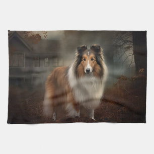Linge De Cuisine Shetland Sheepdog Halloween effrayant