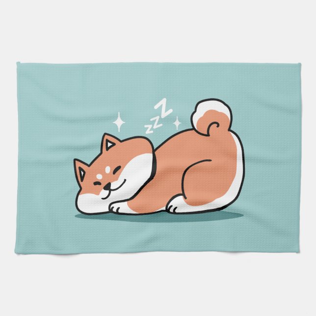 Linge De Cuisine Shiba Inu Art : Juste un Shiba Lying Low (Horizontal)