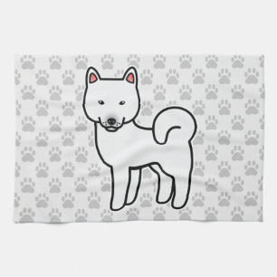 Linge De Cuisine Shiba Inu Blanc