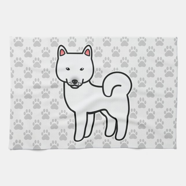 Linge De Cuisine Shiba Inu Blanc (Horizontal)