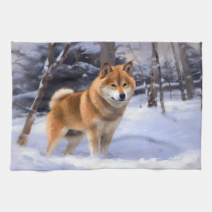 Linge De Cuisine Shiba Inu Qu'il neige Noël