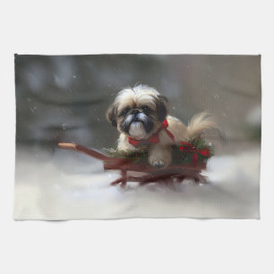 Linge De Cuisine Shih Tzu hiver neige de Noël