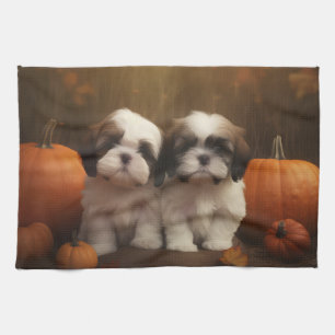 Linge De Cuisine Shih Tzu Puppy Automne Citrouille de plaisir