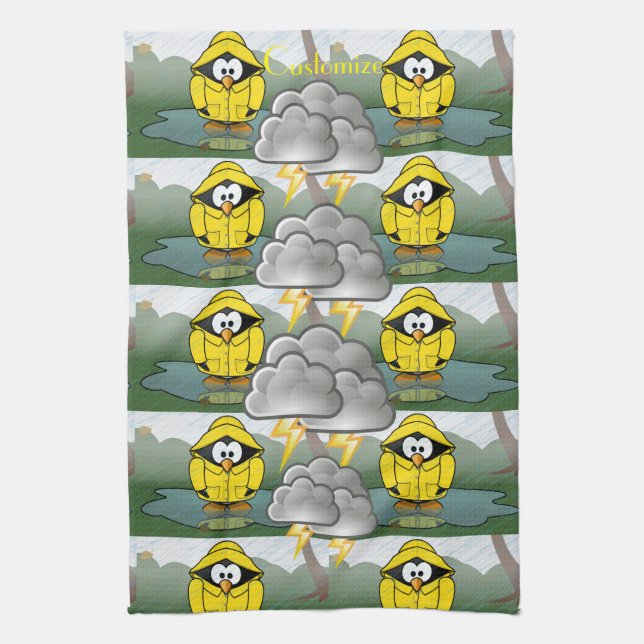 Linge De Cuisine Shivering Rainy Day Penguin Thunder_Cove (Vertical)