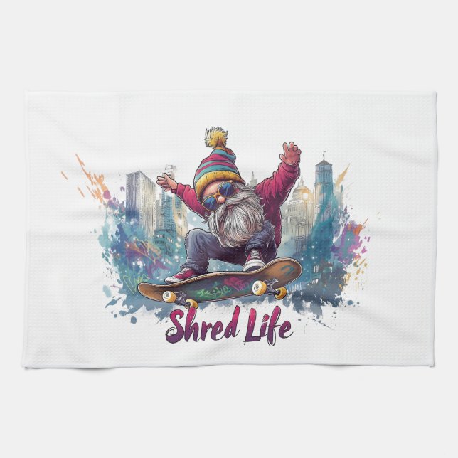 Linge De Cuisine Shred Life - Cool Skateboard Gnome (Horizontal)