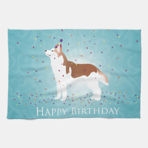 Linge De Cuisine Sibérie Husky - Rouge - Joyeux design d'anniversai
