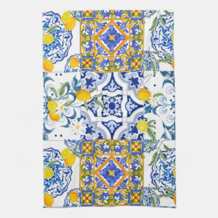 Linge De Cuisine Sicilien, été, agrumes