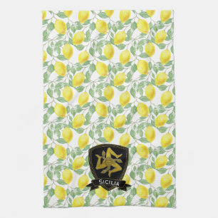 Linge De Cuisine Sicilienne Trinacria Lemon Motif Personnaliser