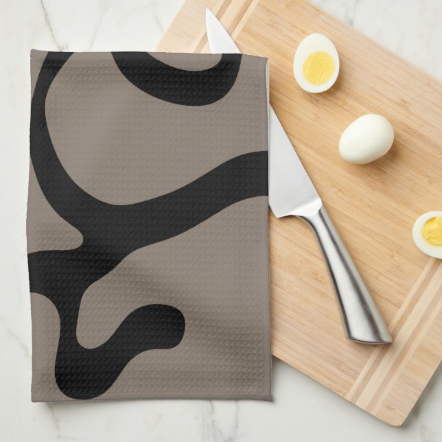 Linge De Cuisine Signaux éloignés : Noir Abstrait et gris (Quart Plié)