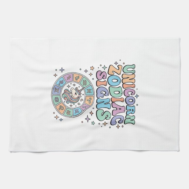 Linge De Cuisine Signe du zodiaque licorne Kawaii Design vectoriel_ (Horizontal)
