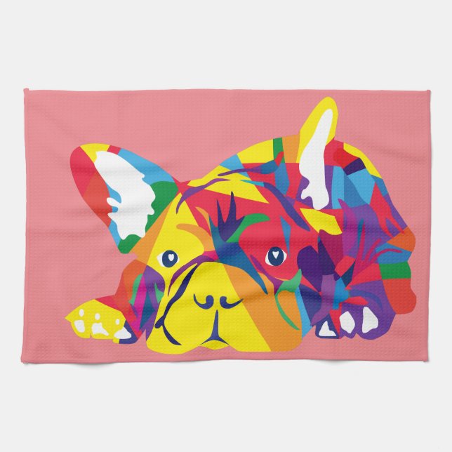 Linge De Cuisine Silhouette Bulldog française moderne (Horizontal)