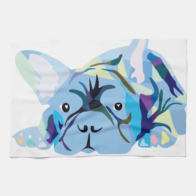 Linge De Cuisine Silhouette de Bouledogue Français (Horizontal)