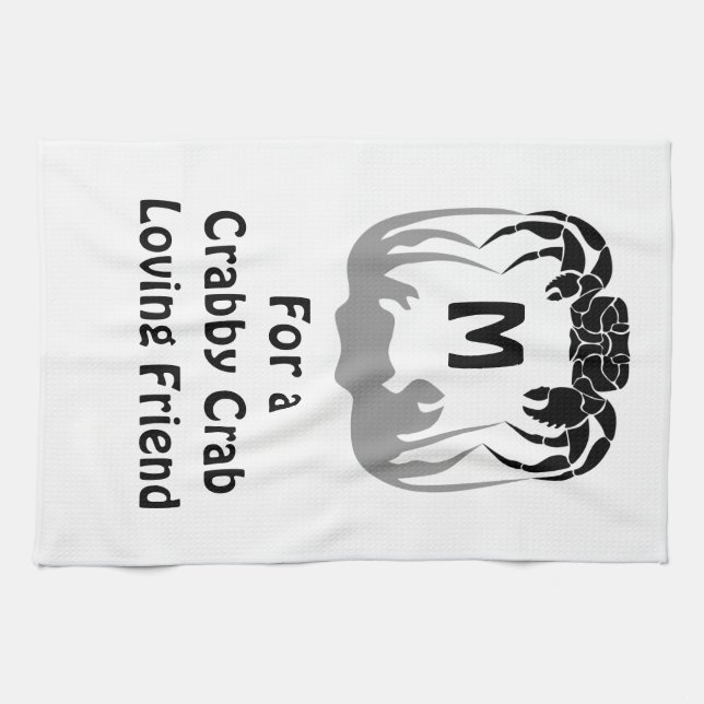 Linge De Cuisine Silhouette de crabe fantôme Casant un monogramme d (Horizontal)