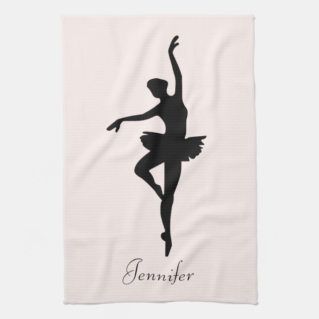 Linge De Cuisine Silhouette de danse de la Ballerina rose personnal (Vertical)