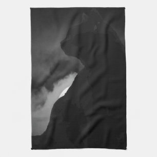 Linge De Cuisine Silhouette de lune de chats noirs