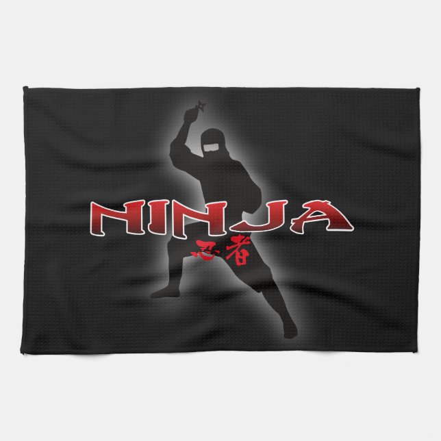 Linge De Cuisine Silhouette de Ninja (Horizontal)