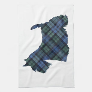 Linge De Cuisine Silhouette de Terrier Écossais Tartan