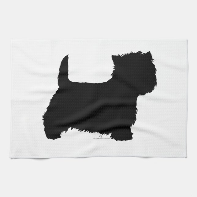 Linge De Cuisine Silhouette de Westie debout (Horizontal)